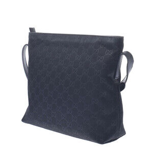 Gucci GG Leather Bag Shoulder Nylon Black